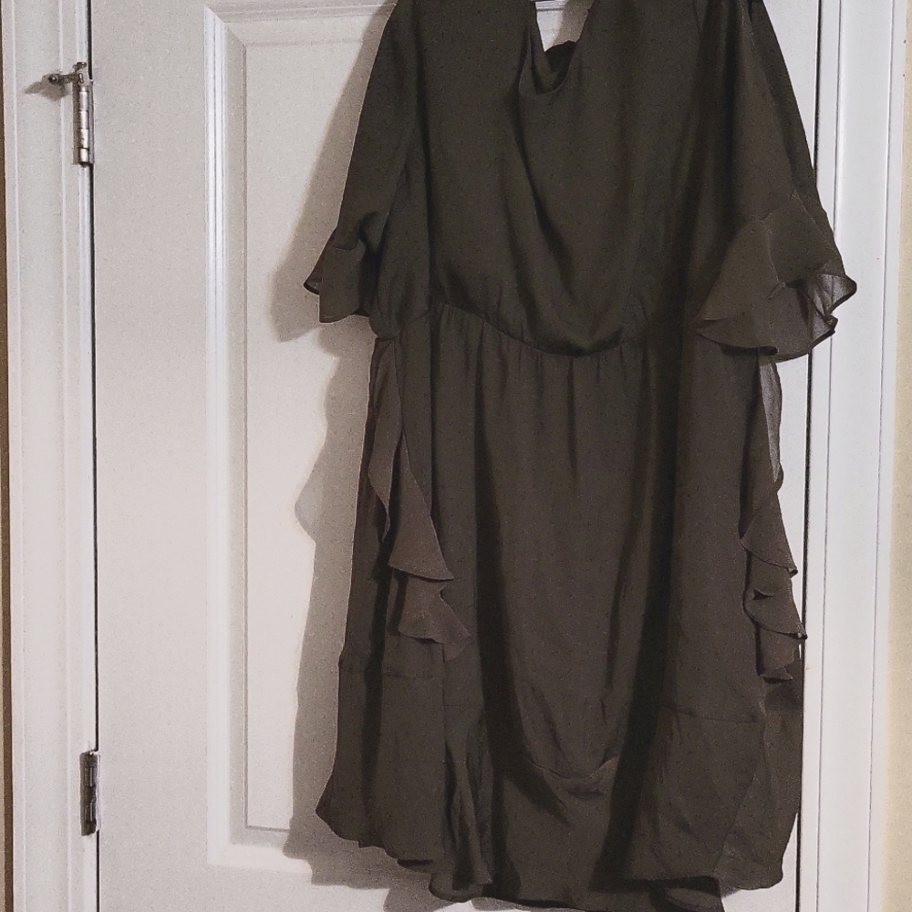 Olive green dress.